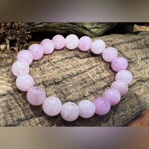 New Quartz Bracelet Pink Lavender Purple Natural Stone Beaded Stretchy 10mm 19cm